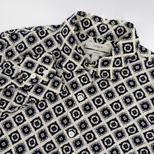 J Crew Perfect Button Down Shirt Women Size 0 Geometric Print Long Sleeve Cotton
